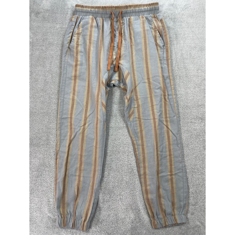 Cotton On Pants Women M Blue Striped Jogger Casual Drawstring Elastic Waist